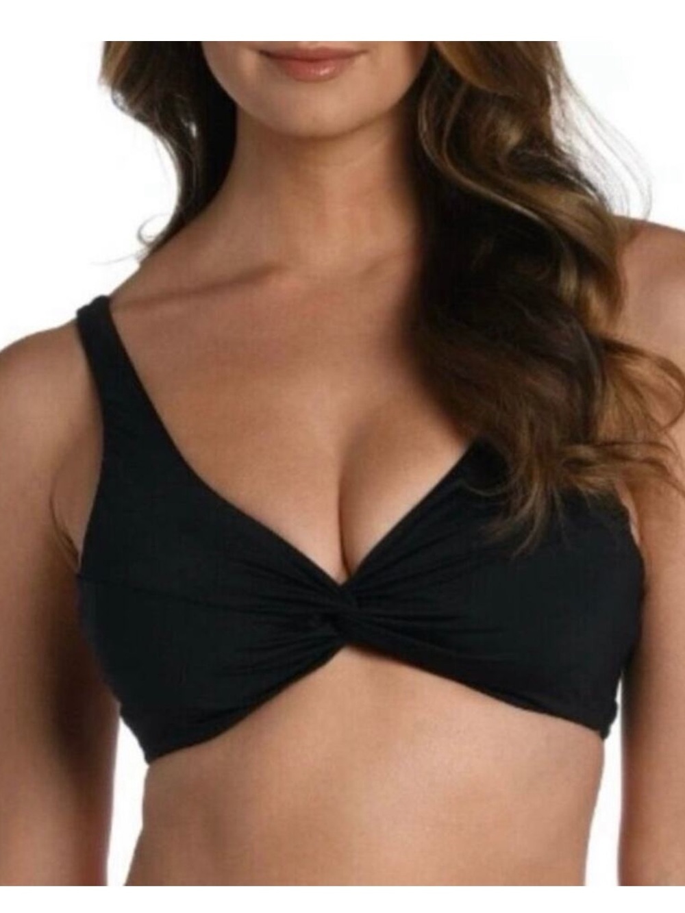 La Blanca Black Twist Front Bikini Top